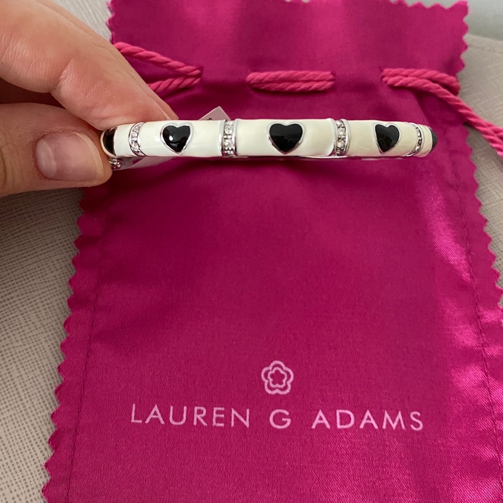 Lauren G Adams white gold enamel heart bracelet